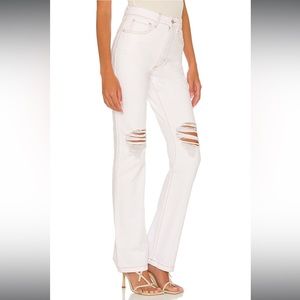 WeWoreWhat Icon Jean Zip Classic White Stretch Straight Denim Jeans Size 24 NWT
